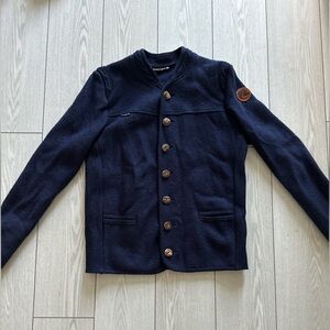 Maioja Navy Button-Up Fleece Jacket Medium